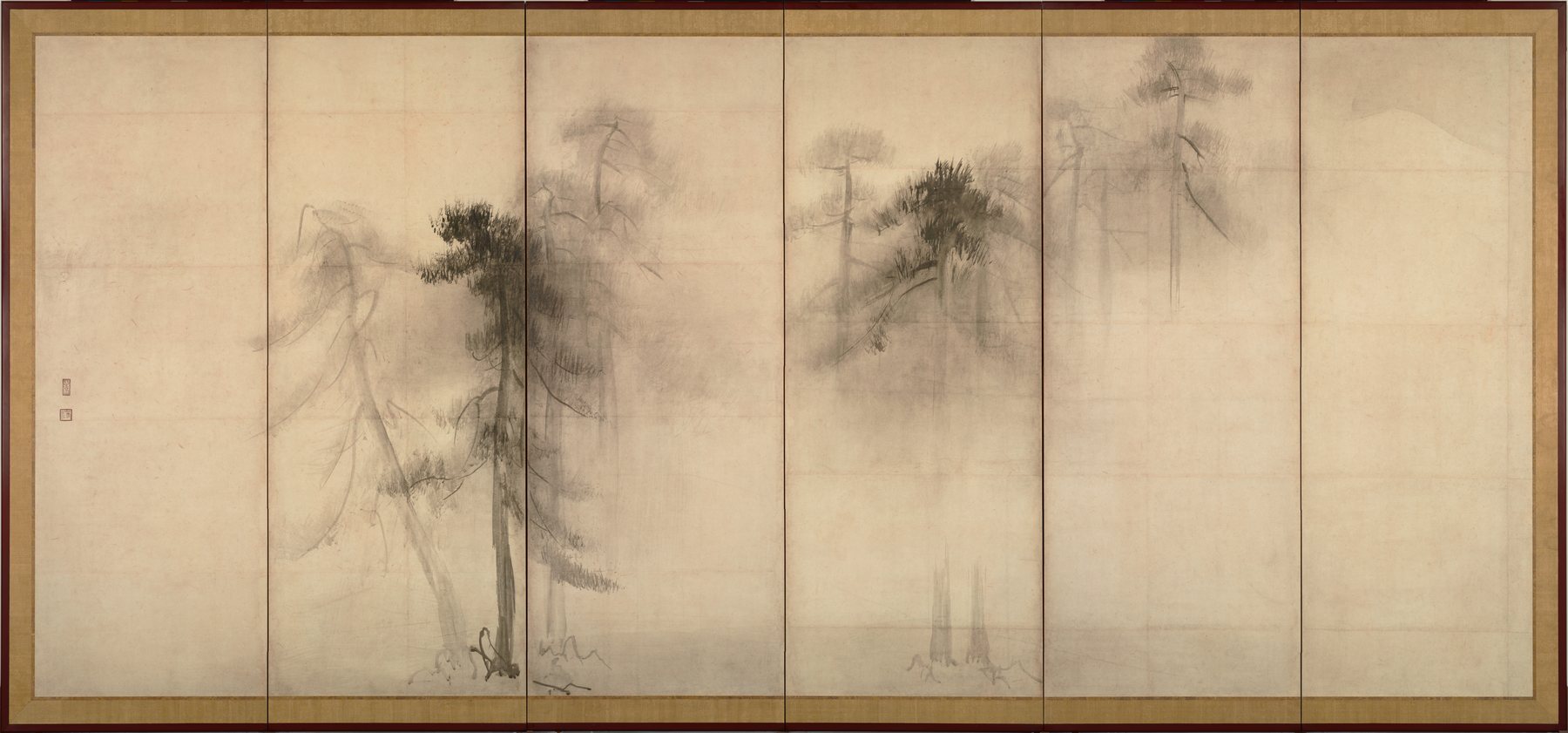Pine Trees Screen (Shōrin-zu byōbu), Hasegawa Tōhaku